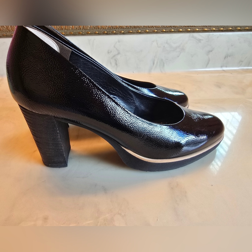 Paul Green Kathy Platform Pumps Black Patent Leather Size 8 UK 5.5
